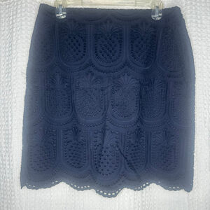 New w/ Tags Women's Talbots Navy Eyelet Pineapple Mini Skirt Size 10
